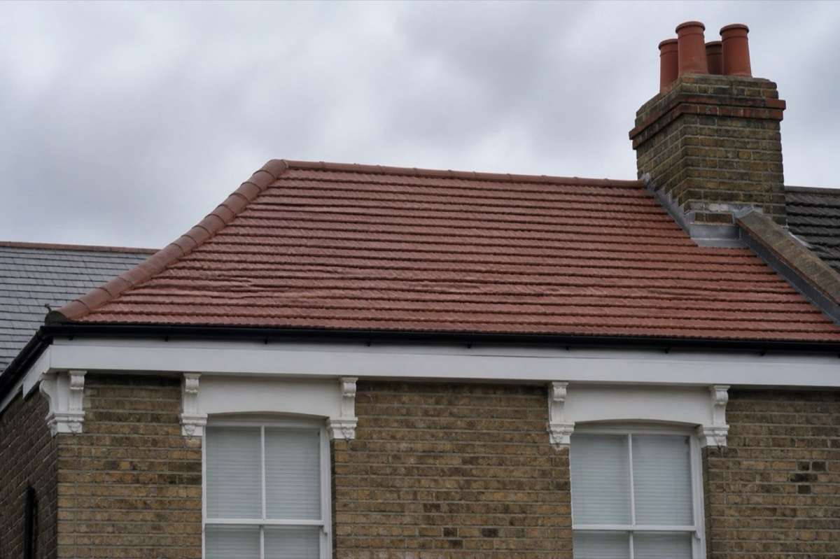 Recently tiled pitched roof on a London house